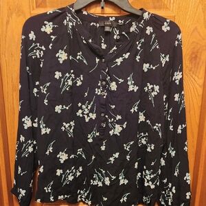 J. Crew Black Floral Blouse